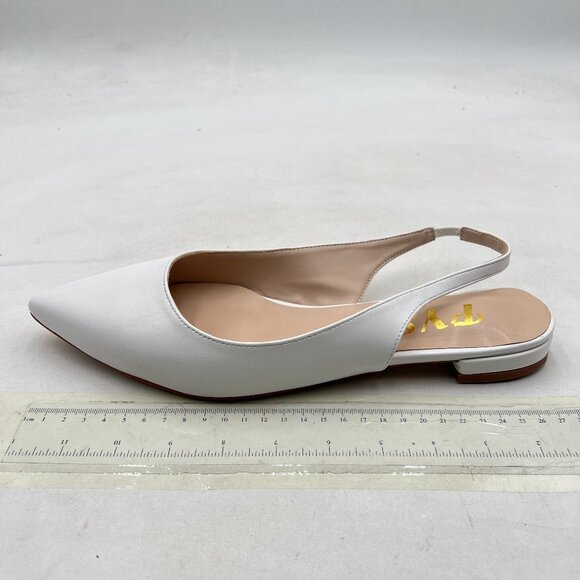 FYS White Pointed Toe Pumps Comfortable Slip on Slingbacks Office Walking Shoes - Picture 2 of 8